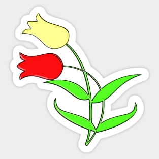 Red and yellow tulips Sticker